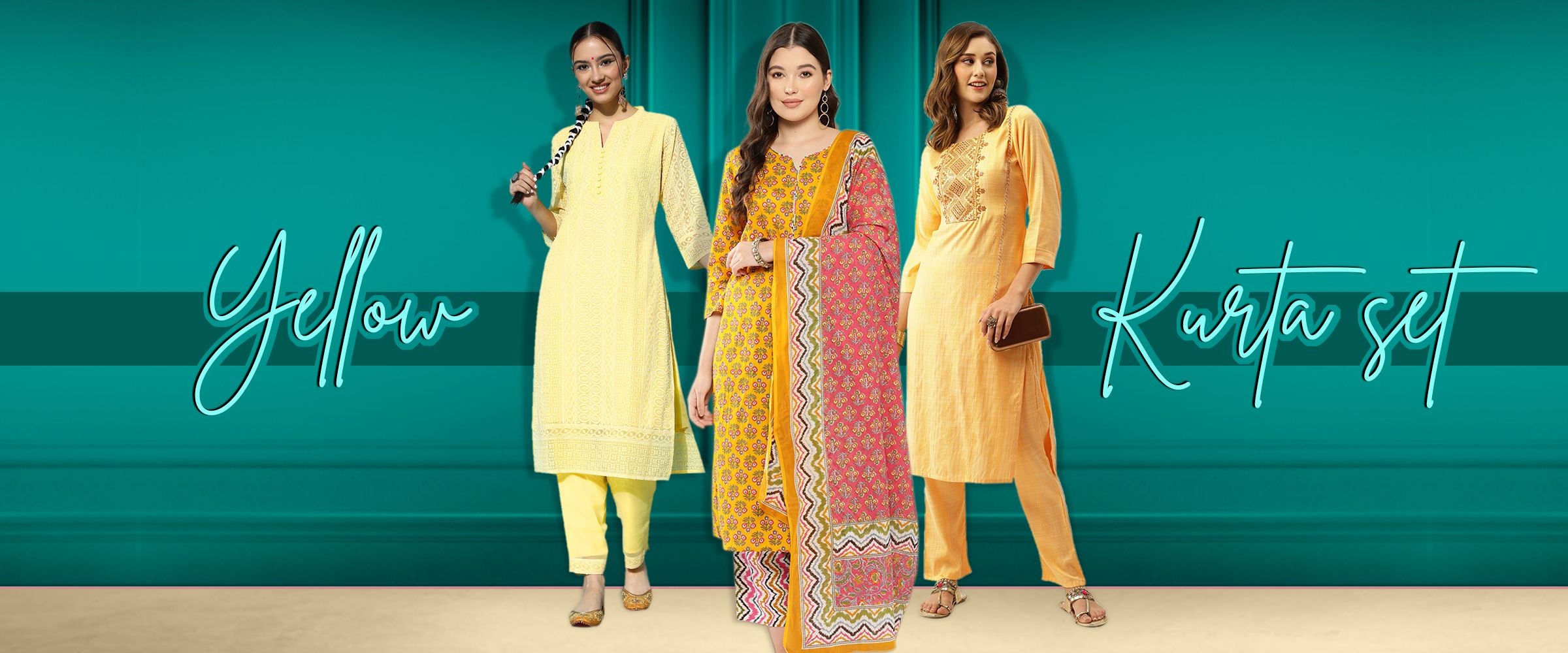 Embrace Radiance: Yellow Cotton Kurta Sets for Women by Zola Fashions