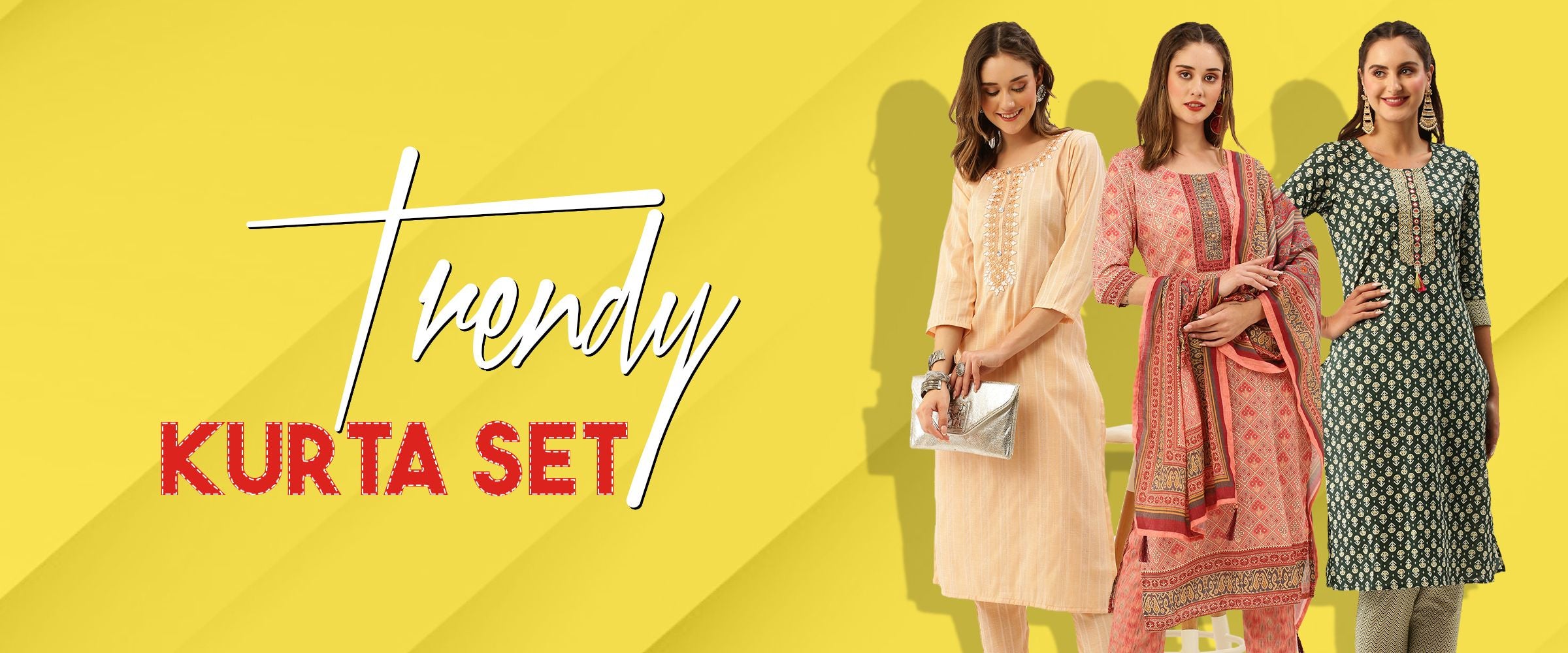 Embroidered Kurta Set For Women