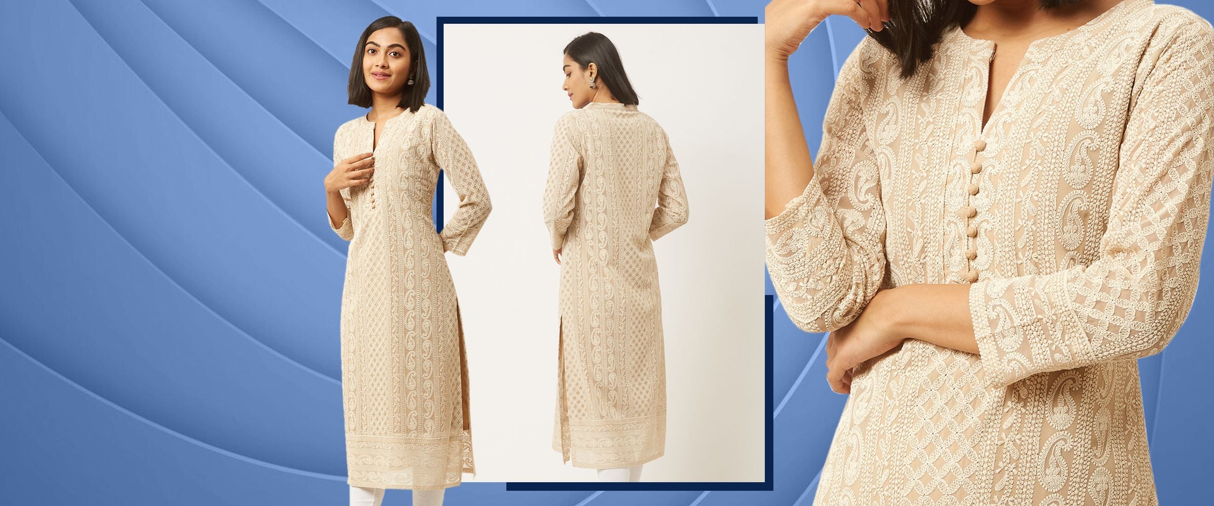 Beige Chikankari Kurta: Elevating Elegance in Women’s Wardrobe!