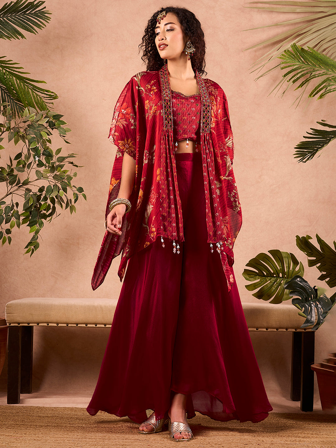 Unleash Your Inner Sunshine with our Glamorous Red-Colored Kurt Set- Zola