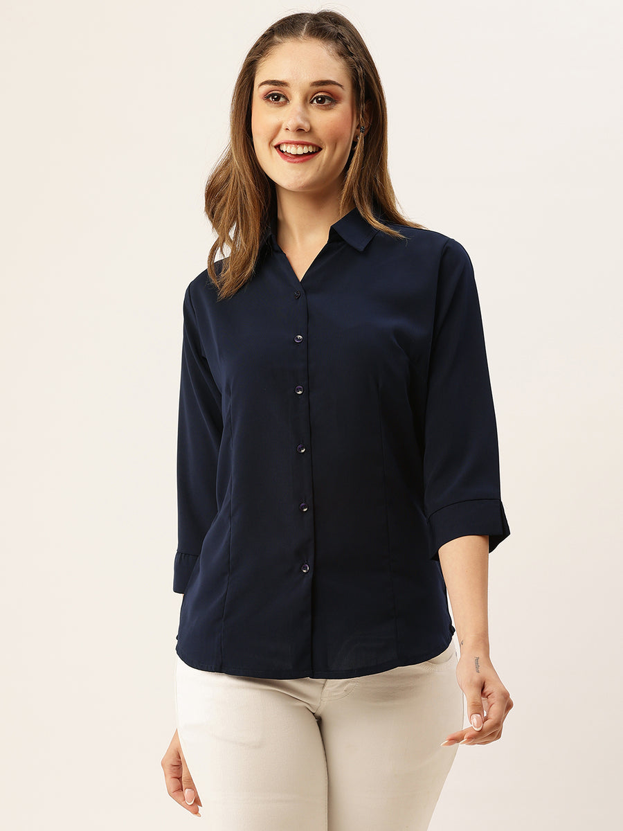 Dark blue shirt clearance women