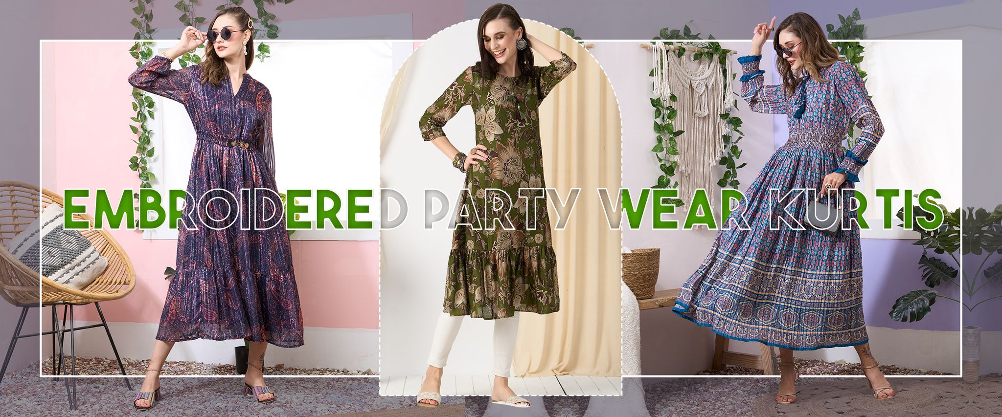 Elevate your style with Embroidered Party Wear Kurtis by Zola Fashions!