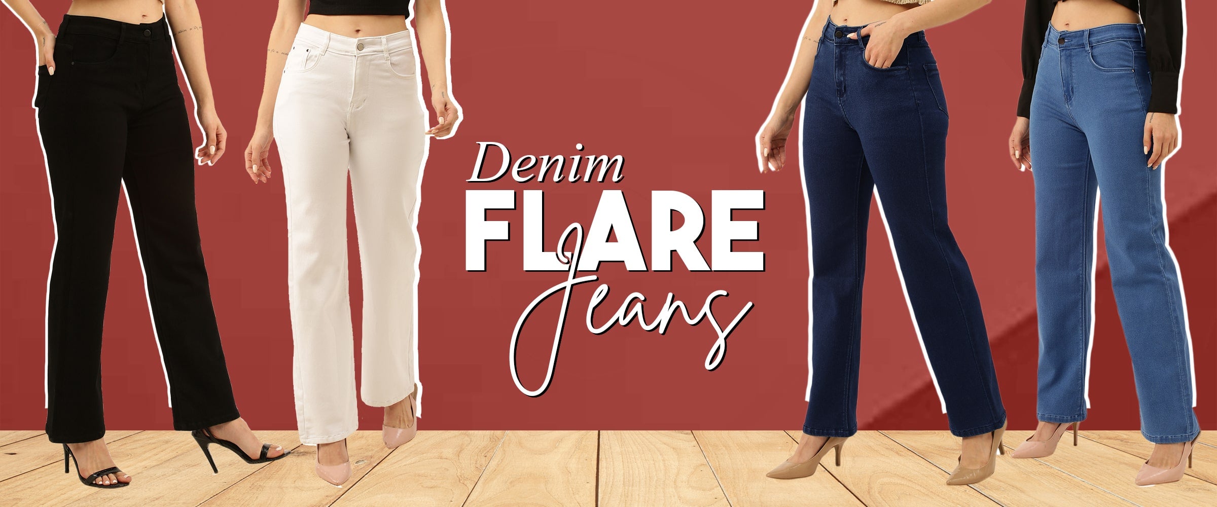 Dark Blue Flared Jeans – Peach Tights