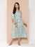 ZOLA Exclusive Round Neck Rayon All Over Paisley Print Blue Fit & Flare Ethnic Dress For Women
