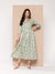 ZOLA Exclusive Round Neck Rayon All Over Paisley Print Green Fit & Flare Ethnic Dress For Women