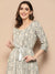 ZOLA Exclusive Round Neck Rayon All Over Paisley Print Grey Fit & Flare Ethnic Dress For Women