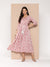 ZOLA Exclusive Round Neck Rayon All Over Paisley Print Onion Fit & Flare Ethnic Dress For Women