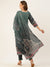ZOLA Round Neck Cotton All Over Geometric Print Rama Green Straight Kurta Set For Women with Dupatta