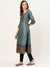 ZOLA Round Neck Silk All Over Floral Print Blue Straight Kurta Set With Dupatta For Women