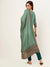 ZOLA Round Neck Silk All Over Floral Print Teal Straight Kurta Set With Dupatta For Women