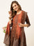 ZOLA Exclusive Silk All Over Floral Print Brown Straight Kurta Set With Dupatta For Women