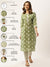 Cotton Ikat Print Green Kurta Set For Women