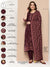 ZOLA Round Neck Muslin Geometric Ethnic Print With Embroidery Maroon Kurta Set With Dupatta For Women