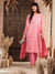 Pink Cotton Suit Set with printed borders on Dupatta and solid pant for women