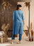 Blue cotton Batik Print embroidery suit set with dupatta