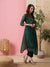 Zola Chanderi Silk Mandarin Collar 3/4th Sleeves Green Mughal Prints Kurta Set With Dupatta For Women