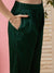 Zola Chanderi Silk Mandarin Collar 3/4th Sleeves Green Mughal Prints Kurta Set With Dupatta For Women