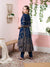 ZOLA Round Neck Georgette All Over Butti Print Blue Anarkali Kurta Set With Dupatta For Women