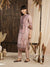 Light pink mix print suit set with dupatta