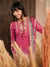 Pink floral print suit set with dupatta for women
