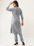 ZOLA Round Neck Rayon Solid Print Embroidery & Sequin Work Grey Straight Kurta Set For Women