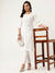 ZOLA Round Neck Rayon Solid Print Embroidery & Sequin Work White Straight Kurta Set For Women