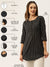 Round Neck Yarn Dyed Black Tunic For Women