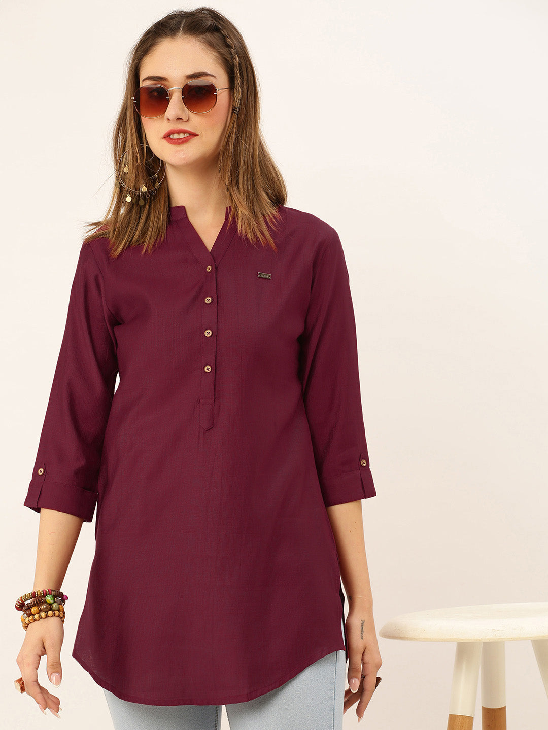 Self Design Maroon Tunic