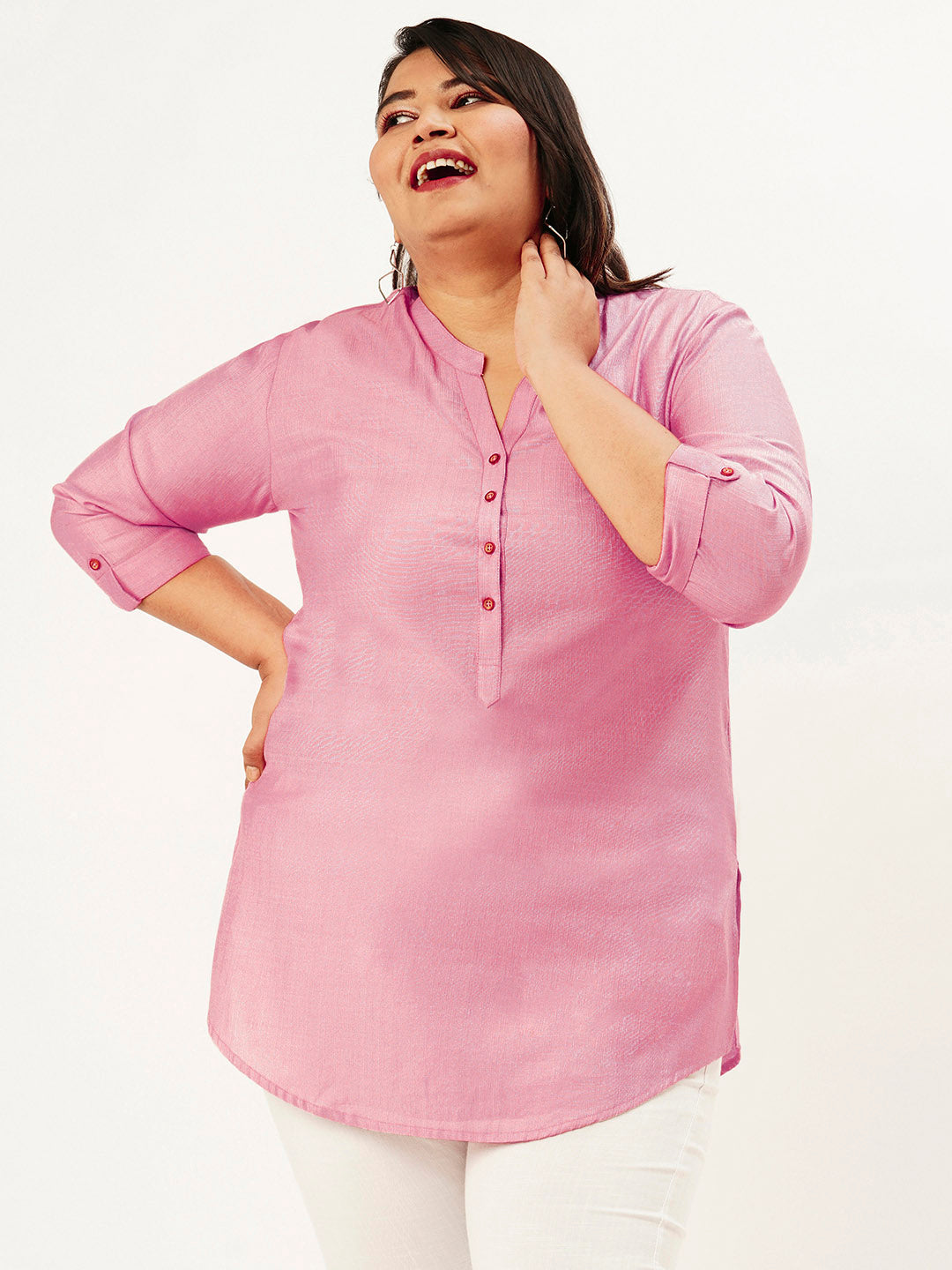 Pink Straight Plus size Tunic