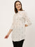 ZOLA Exclusive Mandarin Collar Cotton All over Yarn Dyed Polka Dot White Straight Tunic For Women