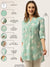 ZOLA Exclusive Mandarin Collar Rayon All Over Floral Print Aqua Straight Tunic For Women