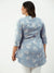 Rayon Floral Print Blue PlusSize Tunic