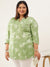ZOLA Exclusive Mandarin Collar Rayon All Over Floral Print Green Straight Tunic For Women