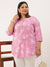 Floral Print Pink PlusSize Tunic For Women