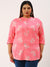 ZOLA Exclusive Mandarin Collar Rayon All Over Floral Print Pink Straight Tunic For Women