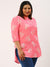 ZOLA Exclusive Mandarin Collar Rayon All Over Floral Print Pink Straight Tunic For Women