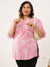 Floral Print Pink PlusSize Tunic For Women