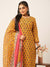 ZOLA Round Neck Cotton All over Floral Block Print Yellow Kurta Set With Dupatta For Women