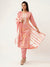 ZOLA Round Neck Rayon All Over Floral Print Pink Straight Kurta Set With Dupatta For Women