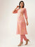 ZOLA Round Neck Rayon All Over Floral Print Pink Straight Kurta Set With Dupatta For Women
