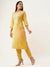 ZOLA Round Neck Rayon All Over Floral Print Yellow Straight Kurta Set With Dupatta For Women
