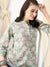 ZOLA Exclusive Cotton Green A-Line Tunic With Kantha work & Botanical Print For Women