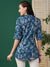 ZOLA Exclusive Cotton Blue A-Line Tunic With Kantha work & Botanical Print For Women