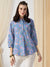 ZOLA Exclusive Cotton Blue A-Line Tunic With Kantha work & Kalamkari Print For Women