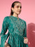ZOLA Mandarin Collar Rayon All Over Bandhani Print RamaGreen Anarkali Kurta Set with Dupatta For Women