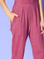V-Neck Light Pink Kaftan Set with Pants For Women