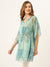 ZOLA Exclusive V Neck Chiffon All Over Mixed Print Blue Loose Fit Kaftan For Women