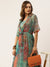 ZOLA Exclusive V Neck Chiffon All Over Ethnic Print Multi Fit & flare Ethnic Dress For Women