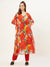ZOLA Exclusive V Neck Chiffon All Over Floral & Abstract Print Multicolor Loose Kaftan Set For Women