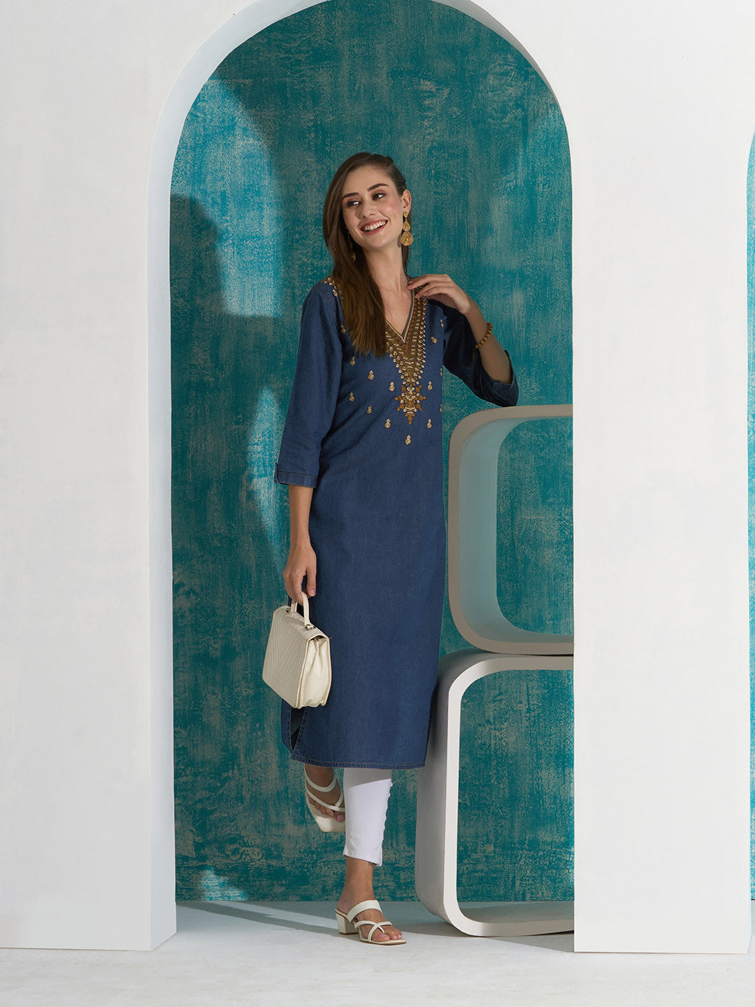 Dx Denim Straight Kurta For Women